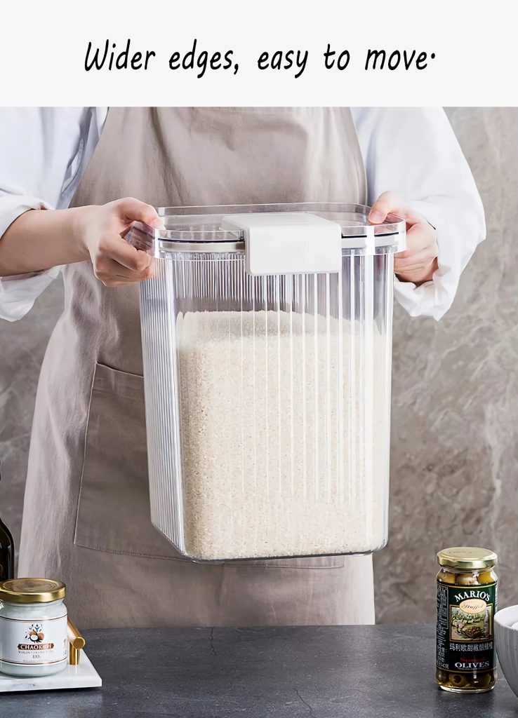 wider edges, easy to move-rice flour storage box