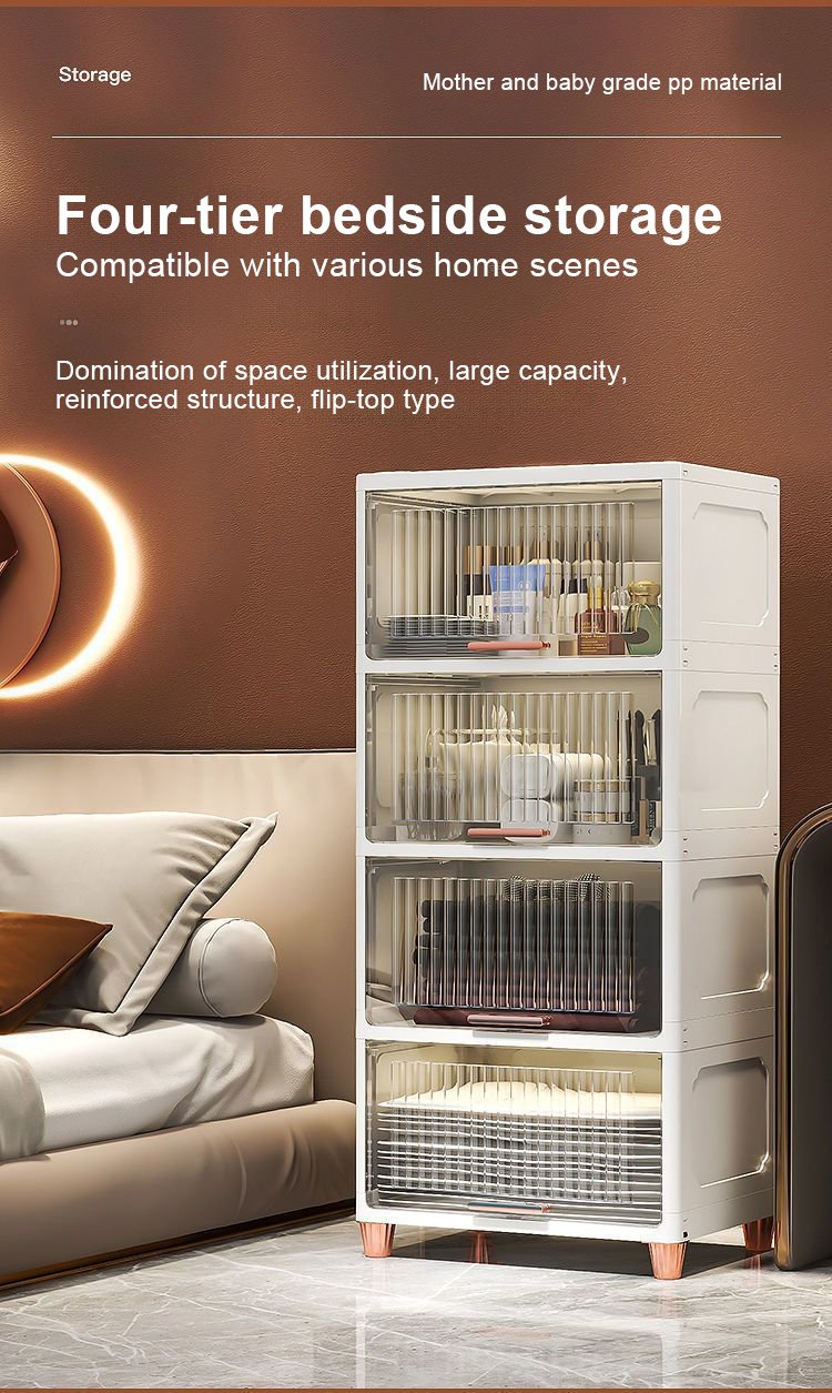 Four-tier bedside storage-Bathroom Dust-proof Storage Racks 